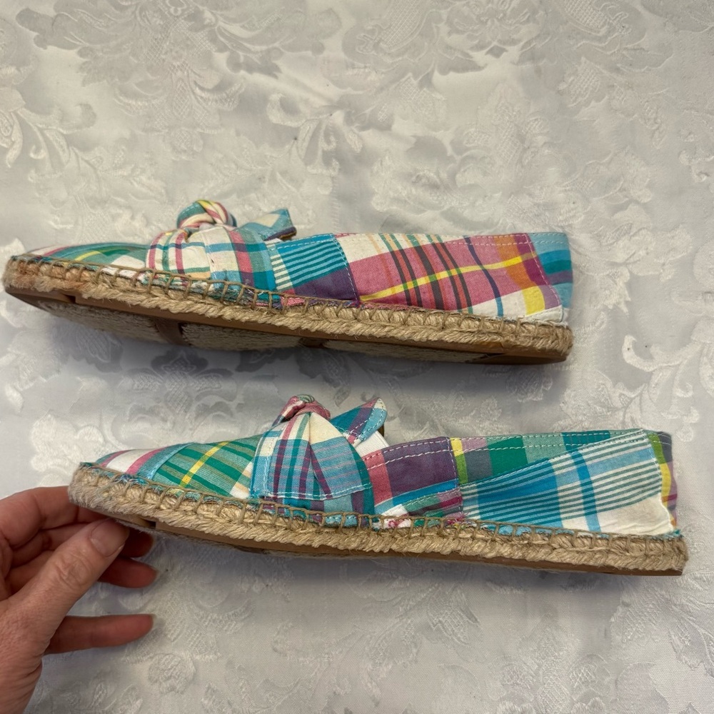 Talbots 8.5M Izzy Knot Detail Espadrilles Patchwork Comfort Chic Flats Preppy - Picture 12 of 12